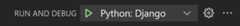 Django tutorial: start debugging/continue arrow on the debug toolbar
