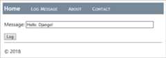 Django tutorial: the message logging page added to the app