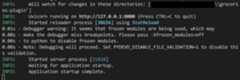 Uvicorn server running message displayed in the terminal, with an URL to access the app