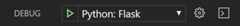 Flask tutorial: start debugging/continue arrow on the debug toolbar