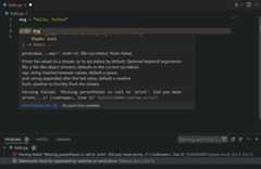 Linting messages in the editor and the Problems panel