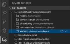 Remote Explorer open folder