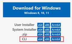 VS Code download options with CLI highlighted
