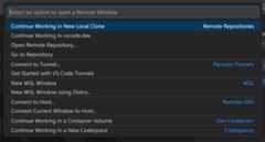 Continue Working On command in Remote dropdown