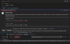 Screenshot that shows the code review comments generated by Copilot.