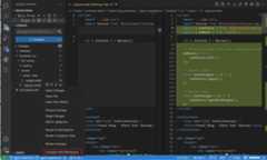 Screenshot that shows the Compare with Workspace option in the context menu of a changed file in a worktree.