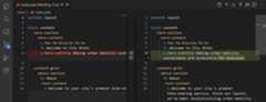 Screenshot of the Diff Editor showing side-by-side changes between file versions.