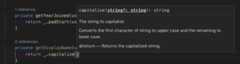 Signature help for the lodash capitalize function