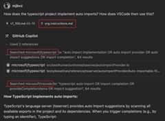 Screenshot showing using the #githubRepo tool in agent mode with hints from instructions files.