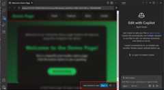 Screenshot showing the Live Preview extension, highlighting the overlay controls to select web elements from the web page.