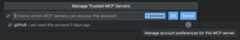 Screenshot of the "Manage Trusted MCP Servers" Quick Pick.