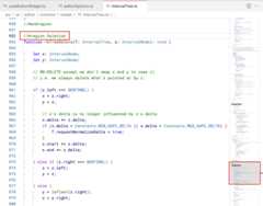 Screenshot that shows folding marker regions defined in the editor in the minimap