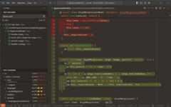 Screenshot showing the Test Coverage view in the Test Explorer view and color overlays in the editor