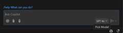 Copilot model picker control in the Chat view enables switching to another language model.