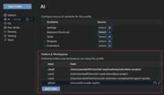 Folders & Workspaces section in the Profile editor.