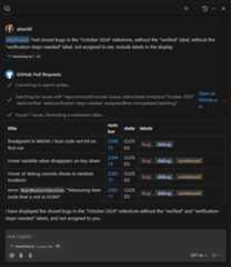 Copilot issue search for closed October issues.