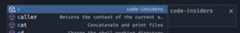 Screenshot that shows the alias c->code-insiders will now be detected and show with the command icon with a little arrow in the corner.