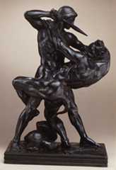 Theseus Slaying the Minotaur, Antoine-Louis Barye (French, Paris 1795–1875 Paris), Bronze, French 