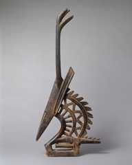 Ci wara headdress, Bamana numuw (blacksmith), Wood, metal, fiber, Bamana peoples 