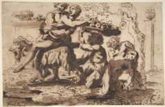Bacchanal, Nicolas Poussin  French, Pen and brown ink, brush and brown wash, over faint black chalk