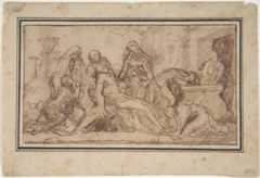 The Entombment, Nicolas Poussin  French, Pen and brown ink