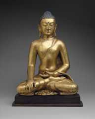 Buddha Shakyamuni or Akshobhya, the Buddha of the East, Gilt copper, Tibet
