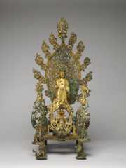 Buddha Maitreya (Mile) Altarpiece, Gilt bronze, China
