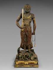Fudō Myōō (Achala Vidyaraja), Wood with lacquer, gold leaf, and color; joined-woodblock construction (yosegi-zukuri), Japan