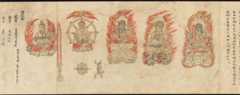 Iconographic Drawings of the Five Kings of Wisdom (Myōō-bu shoson), Handscroll; ink and color on paper, Japan