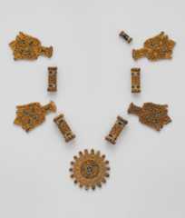 Elements from a Necklace, Gold, cloisonnè enamel, Spanish