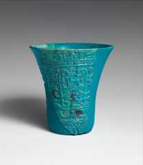 Reconstructed lotiform chalice, Faience