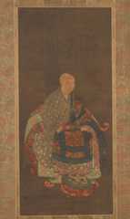 Portrait of Shun'oku Myōha, Unidentified artist Japanese, Hanging scroll; ink, color, and gold on silk, Japan