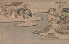 A Long Tale for an Autumn Night (Aki no yo nagamonogatari), Unidentified artist Japanese, One handscroll from a set of three; ink, color, and gold on paper, Japan