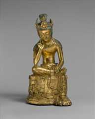 Pensive bodhisattva, Gilt bronze, Korea