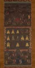 Mandala of Kumano Shrine, Unidentified artist, Hanging scroll; ink, color, and gold on silk, Japan