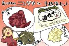 写真:京都市「京つけものニシダや」漬け物4種食べ比べ。ご飯のおともに酒の肴によし