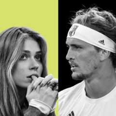 Side by side photos of Olga Sharypova and Alexander Zverev