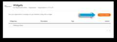 Screenshot of 'create a widget' button in the Widgets section of the organization profile, showing how to customize organization widgets