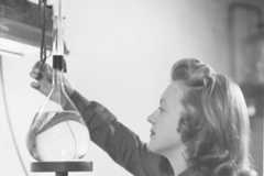 A flask is filled to the mark with distilled water.