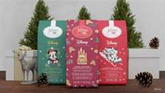 (L-R: Mickey Mouse Very Merry Blend - Medium, Disney Princess Gingerbread Castle - Medium Roast, and Mickey & Minnie Winter Wonderland - Medium). Three different coffee bags of Joffrey's Coffee.