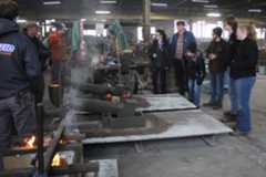Students in YSU’s mechanical engineering technology program learning about the equipment used in metalcasting