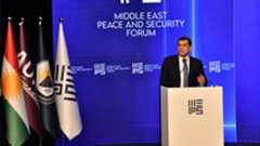 SDF Commander Mazloum Abdi delivering a speech at MEPS 2025 in Duhok. (Photo: Kurdistan24)