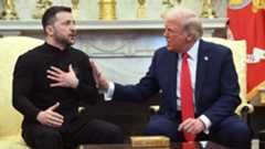 US President Donald Trump and Ukrainian President Volodymyr Zelensky, Feb. 28, 2025 (AFP)