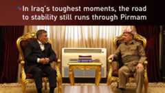 President Masoud Barzani, R, the prominent Iraqi political figure Izzat Shabandar, Pirmam, Erbil, Nov. 24, 2025. (Photo: Kurdistan24)