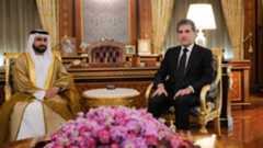Kurdistan Region President Nechirvan Barzani (right) during his meeting with Ahmed Hassan Ahmed Suleiman al-Shihi, the newly appointed Consul General of the UAE, in Erbil, Nov. 24, 2025. (Photo: Kurdistan Region Presidency)