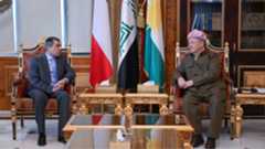 President Masoud Barzani (R), and the  Kuwaiti Ambassador to Iraq, Hassan Mohammad Zaman (L), in Pirmam, Kurdistan Region, on Feb. 12, 2025. (Photo: Barzani HQ)