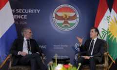 Kurdistan Region President Nechirvan Barzani (R), Prime Minister of the Netherlands, Dick Schoof, in Munich, on Feb. 14, 2025. (Photo:  Kurdistan Region Presidency)