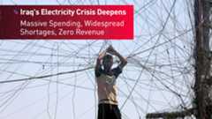 An Iraqi man entangled in a chaotic web of electrical wires, apparently attempting to manage the tangled overhead cables. (Photo: AFP)