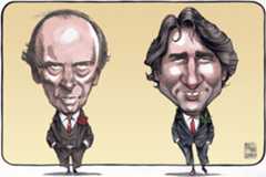 Pierre and Justin Trudeau