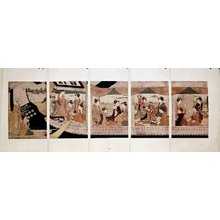 Japanese Print "pentaptych print" by Hosoda Eishi, 細田栄之 (Hosoda Eishi (細田栄之))